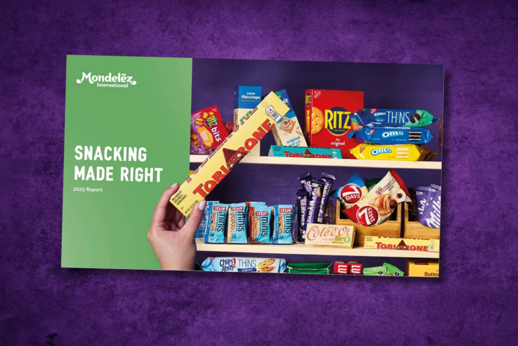 Snacking Made Right 2025 report cover from Mondelez International