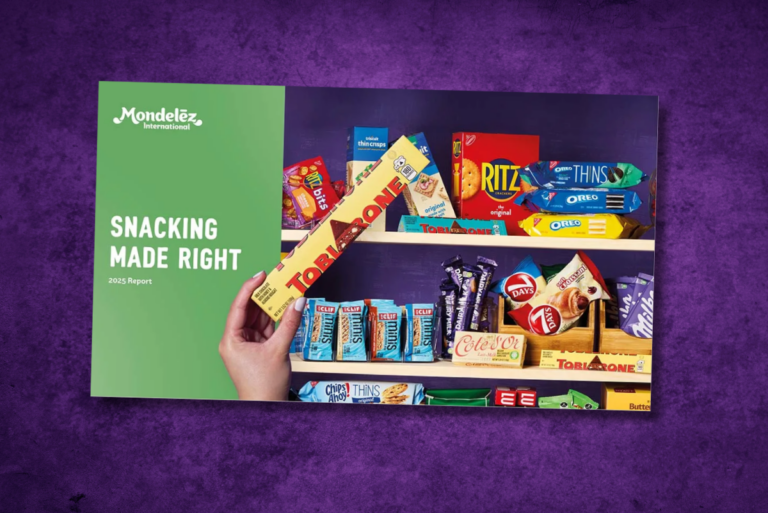 Snacking Made Right 2025 report cover from Mondelez International
