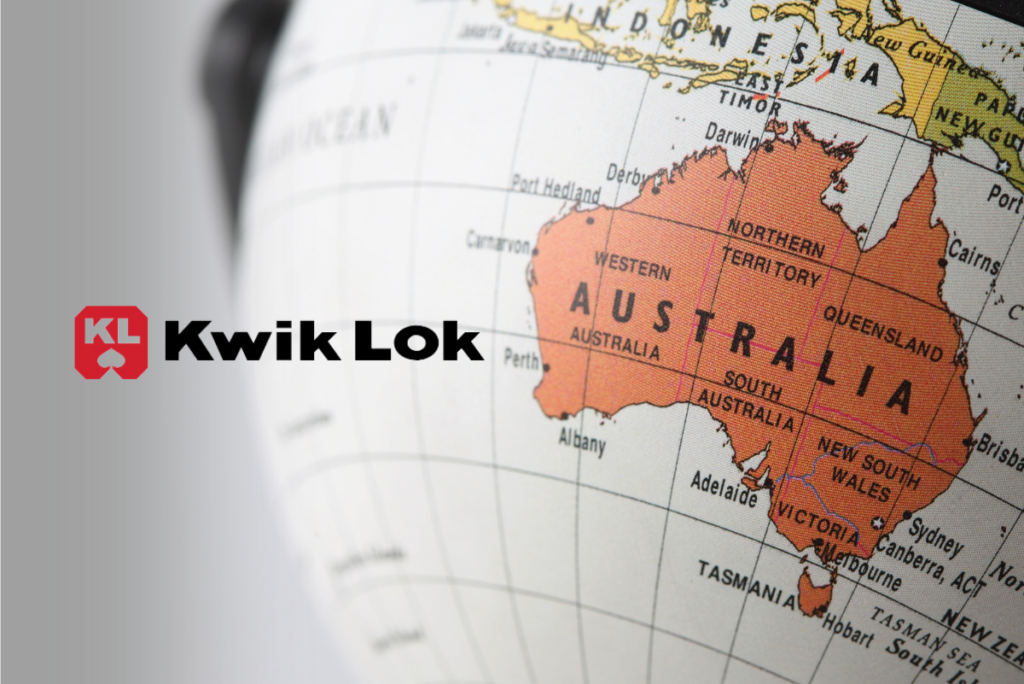 Kwik Lok and globe featuring australia
