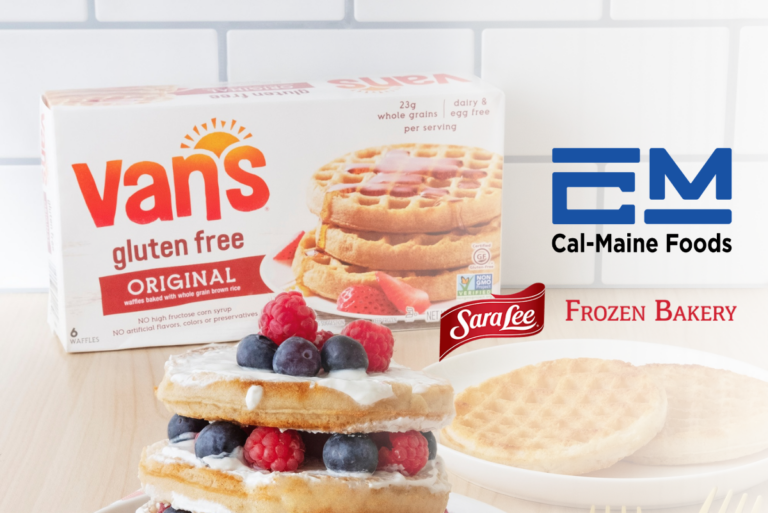 Box of Van's frozen waffled and Cal-Maine Foods and Sara Lee Frozen Bakery logos