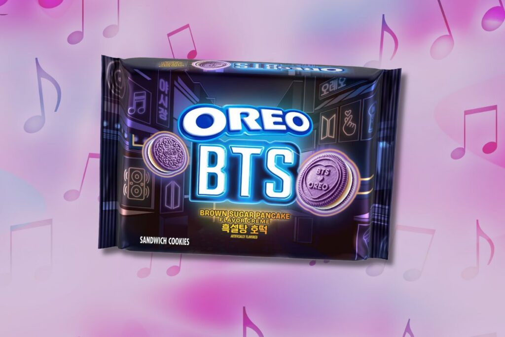 OREO, BTS limited-edition cookies on musical background