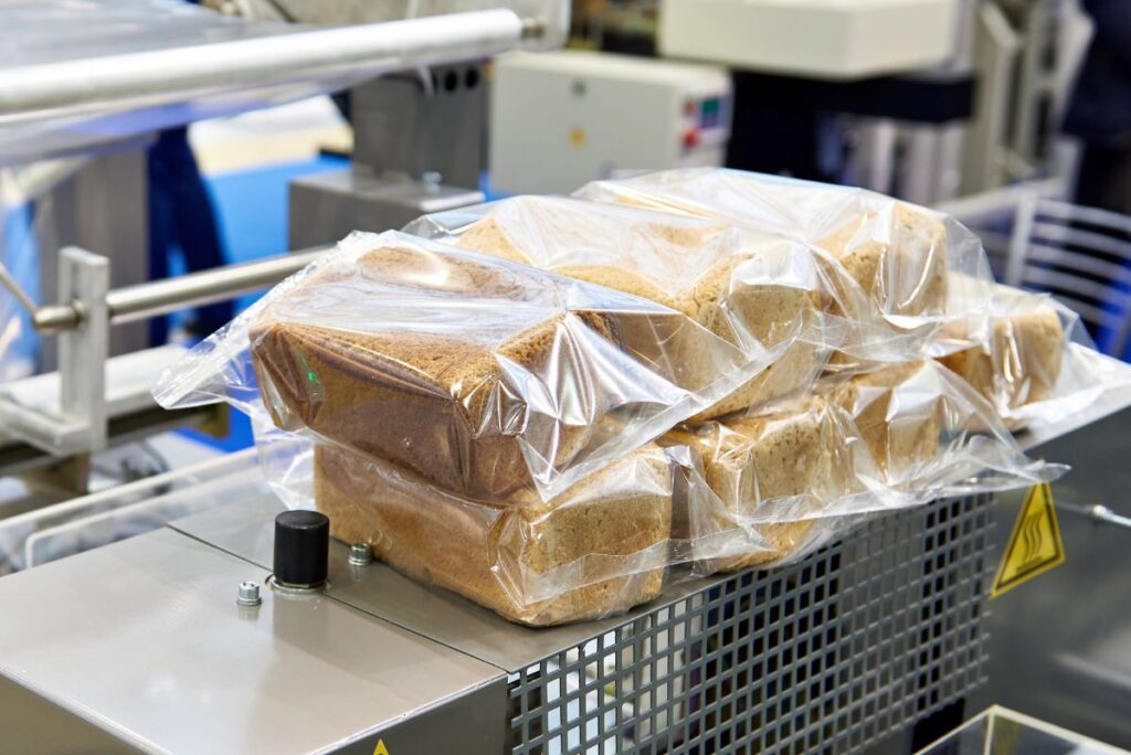 packaged bread loaves on a table