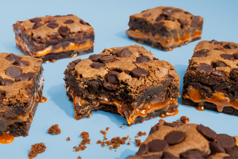 Killer Brownie products laid out on light blue background