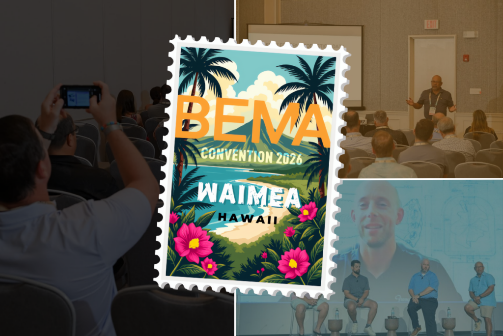 Collage of images from previous BEMA Convention speakers and logo for BEMA Convention 2026