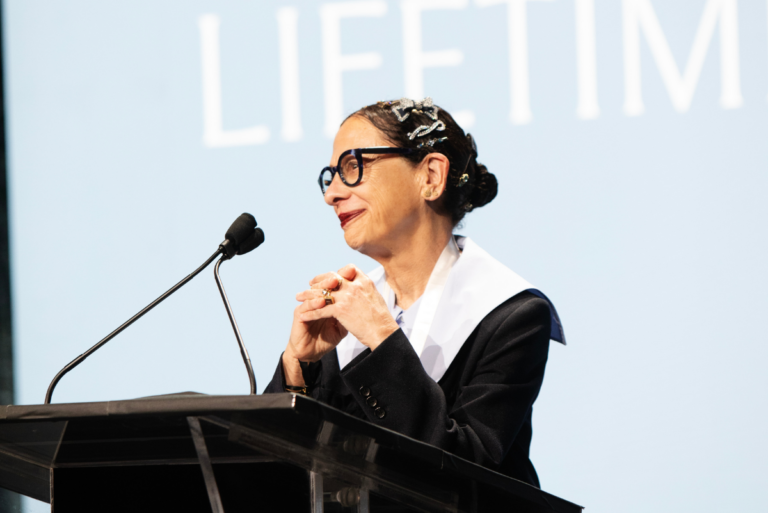 Nancy Silverton onstage at the 2026 James Beard Restaurant and Chef Awards