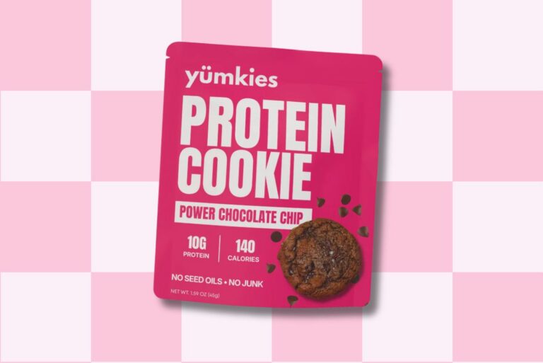 Yumkies' protein cookie on background