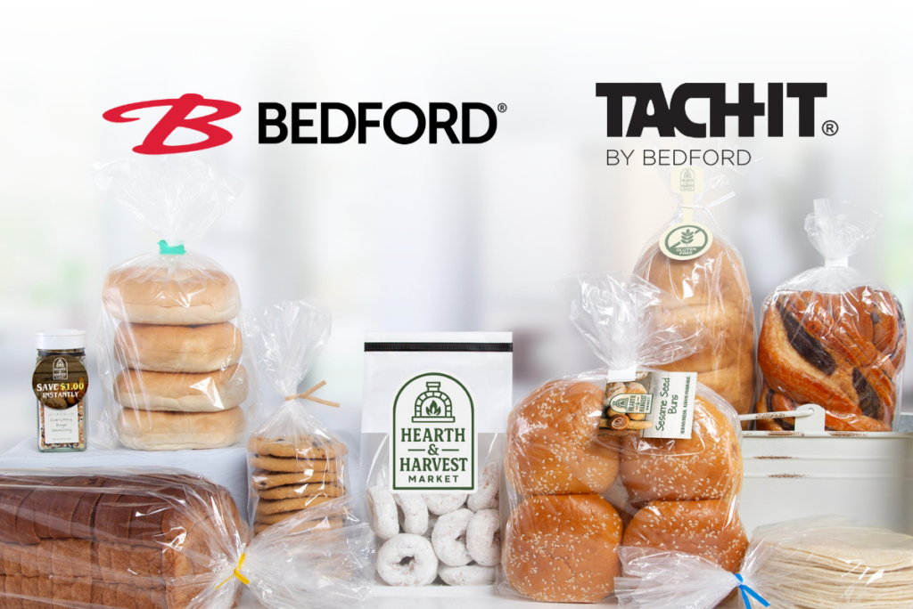 bedford and tachit logos wtih bagged baked goods