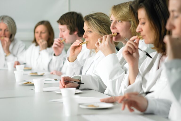 Sensory evaluation teams evaluating a cookie