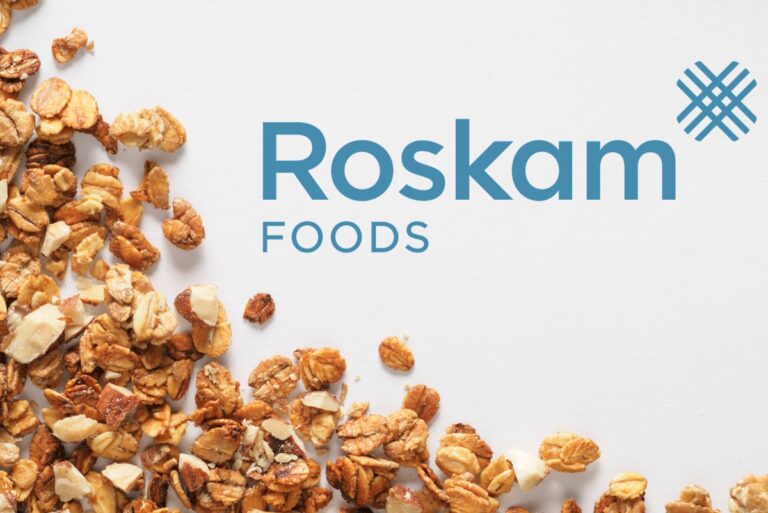 Roskam Foods' logo over granola background