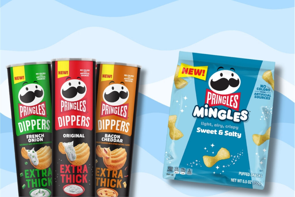Pringle's new snack SKUs on background